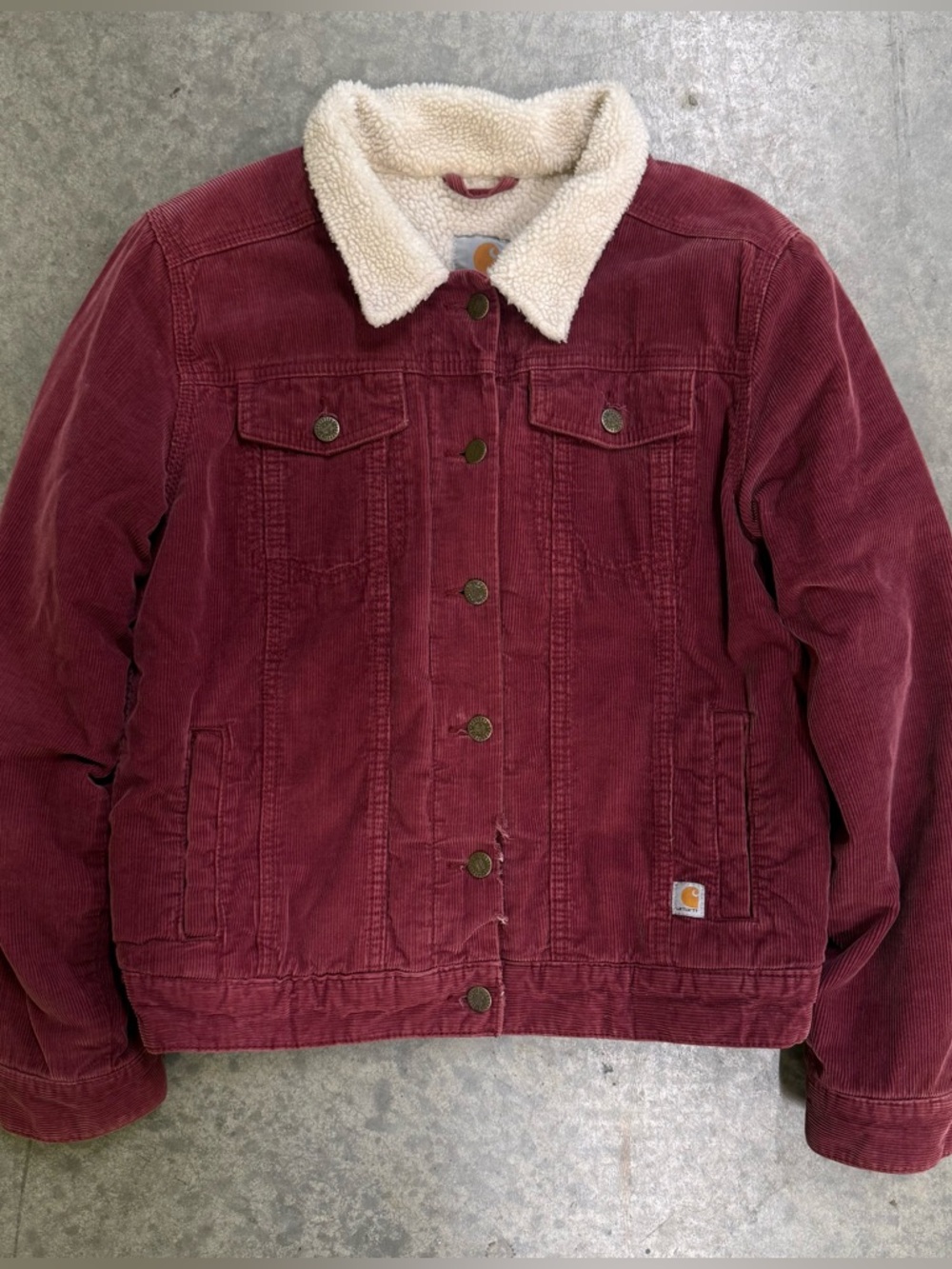 Carhartt Burgundy Sherpa Corduroy Jacket